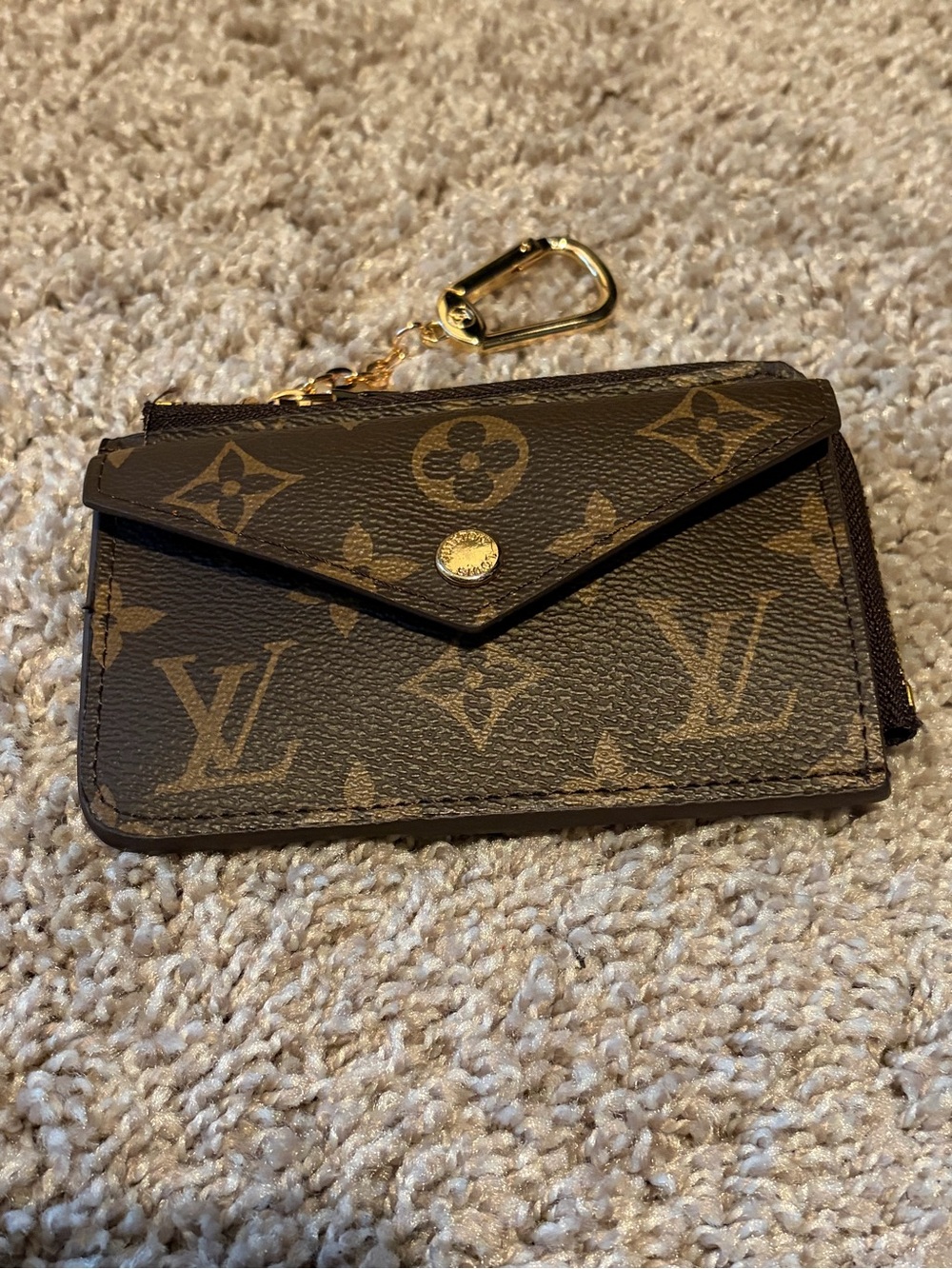 Monogram Canvas Key & Card Holder with Gold Hardware